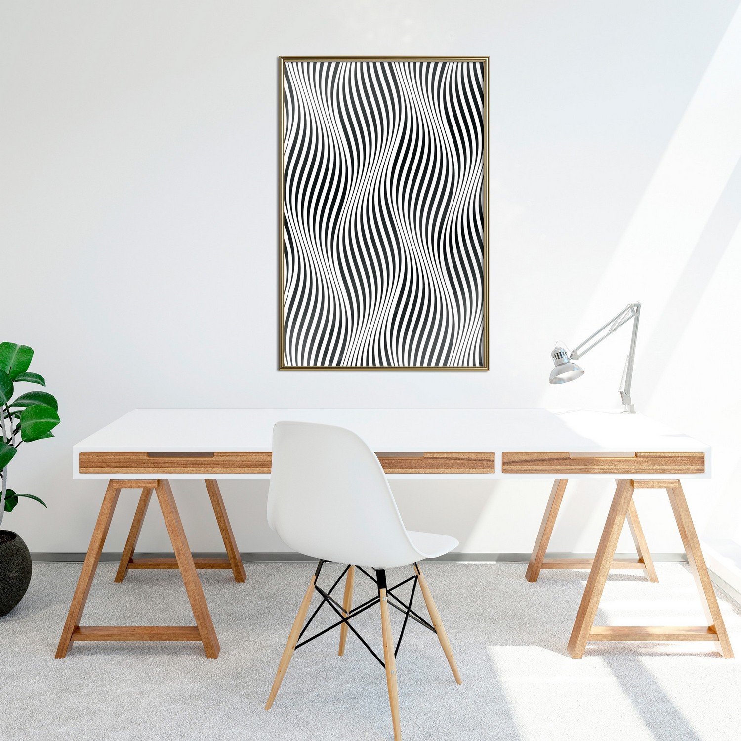 Affisch - Optical Art [Poster] 40x60 Guld ram, 40x60 cm