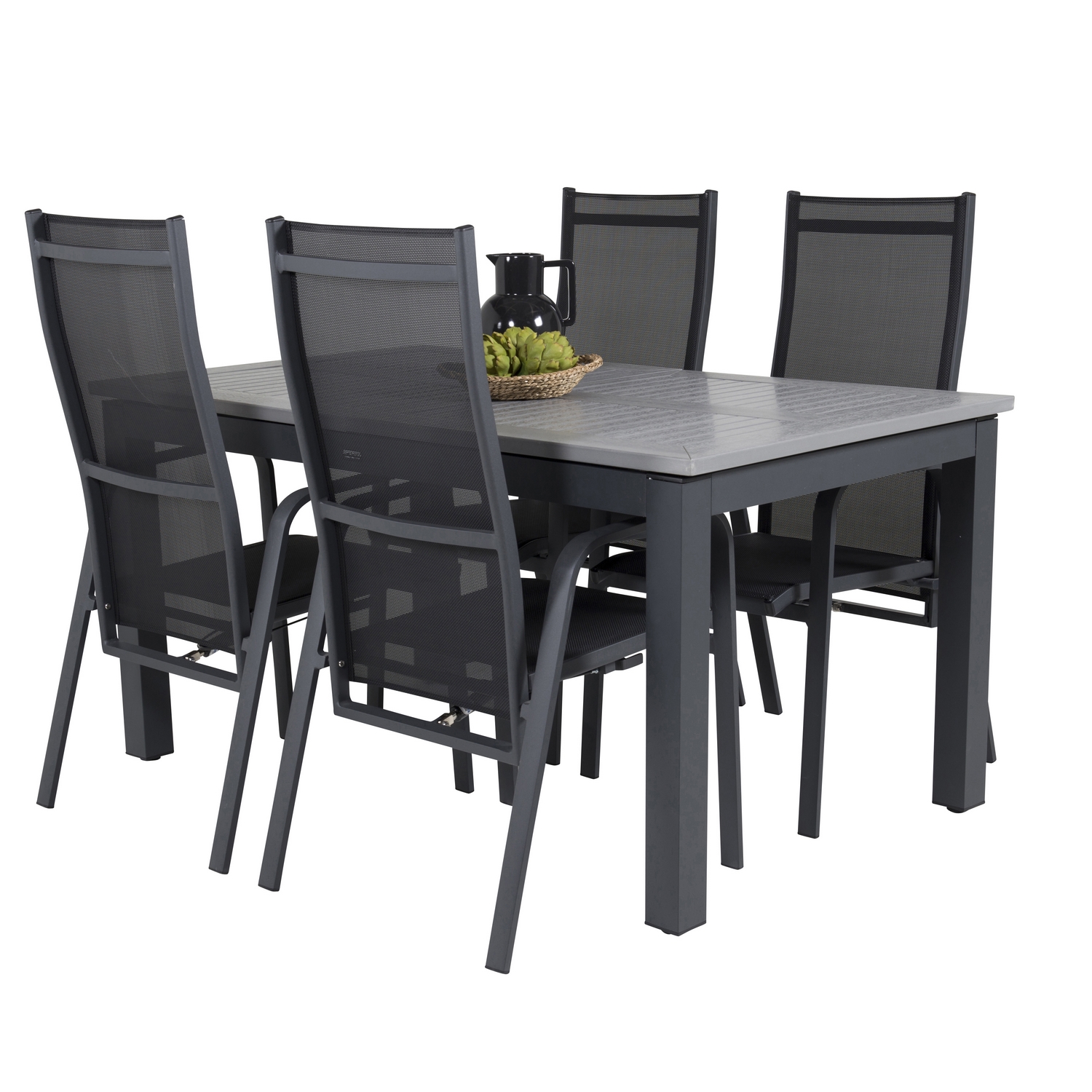 Albany Dining Table 160/240*100 - Svart Alu / Grey Aintwood+ Svart/Grå