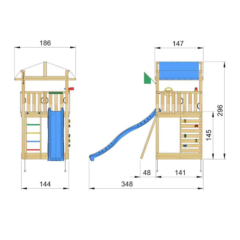 Lektorn Jungle Gym Fort 2.1 Med Blå Rutschkana