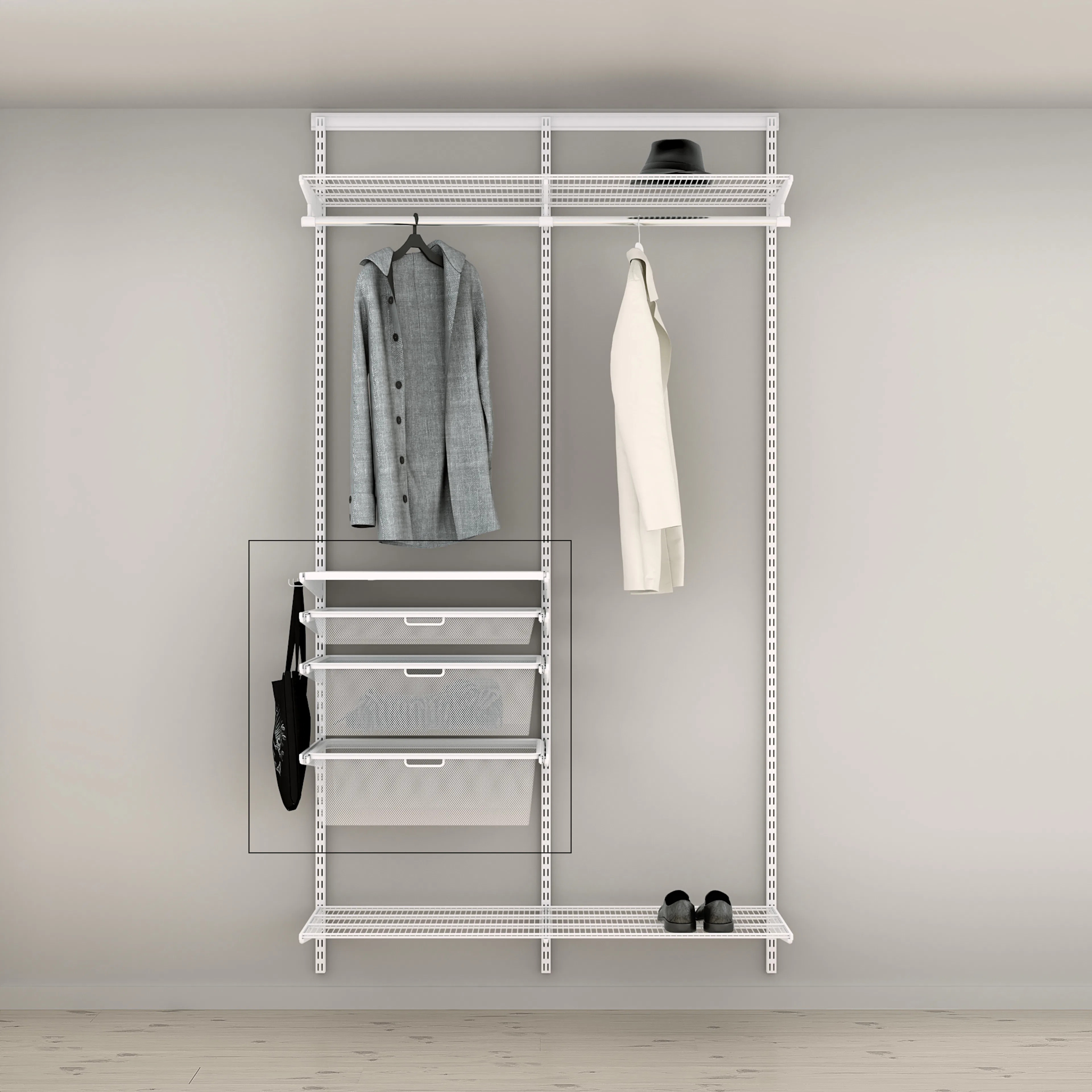 Tilläggslösning Elfa Ready Solution Classic 60.8 Vit B: 607 mm