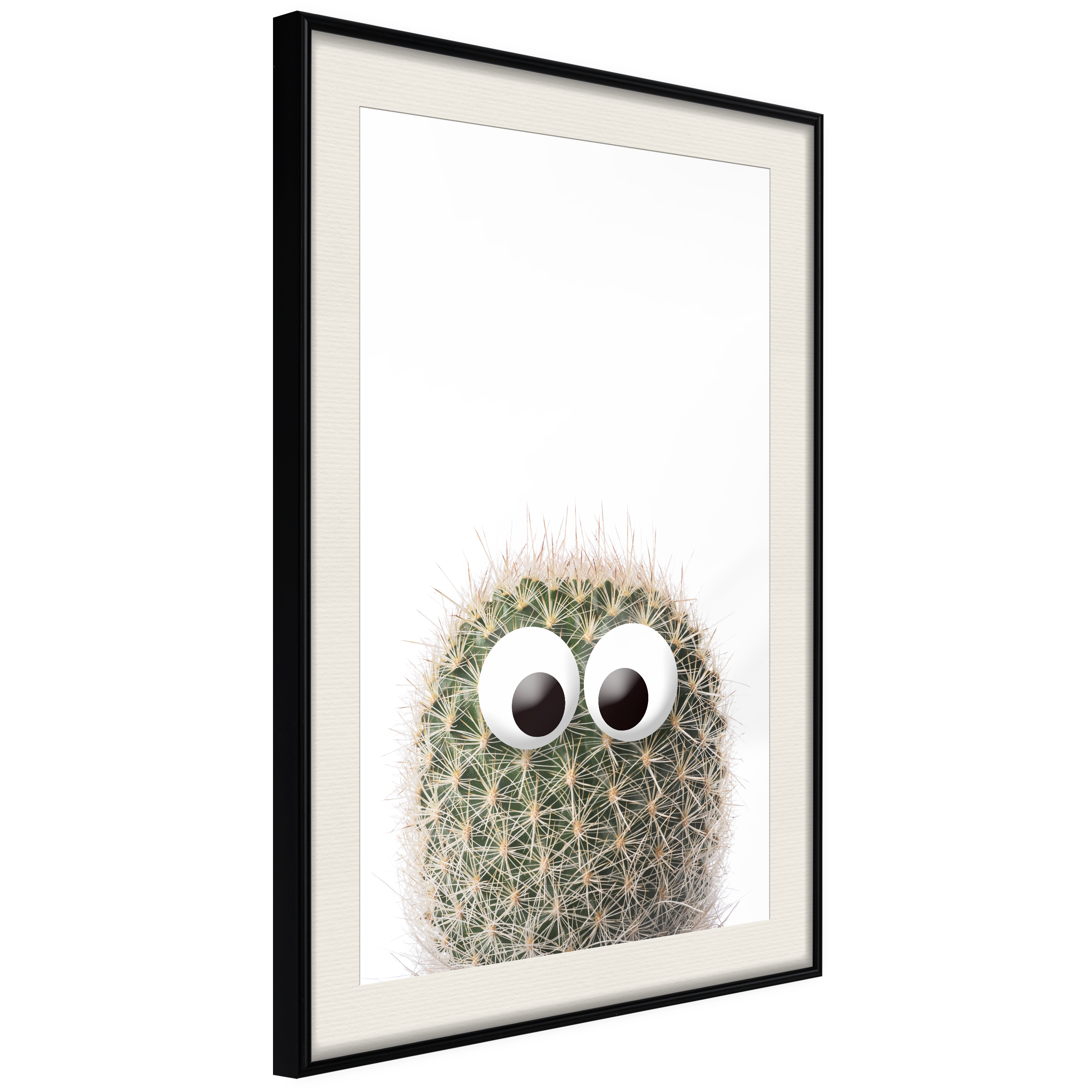 Affisch - Cactus With Eyes [Poster] 30x45 Svart ram med passepartout, 30x45 cm