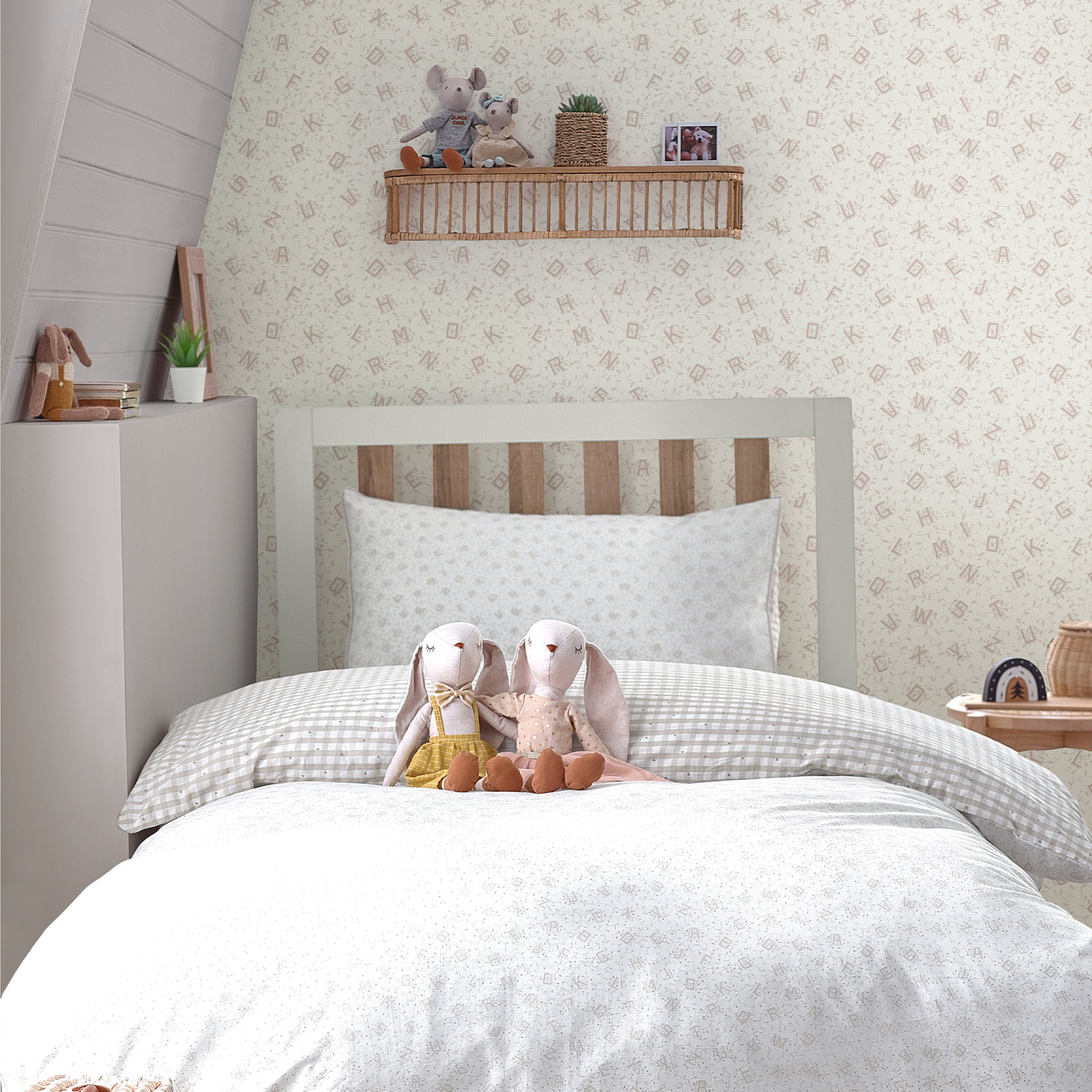Tapet Laura Ashley Alphabet Dove Grå 119862