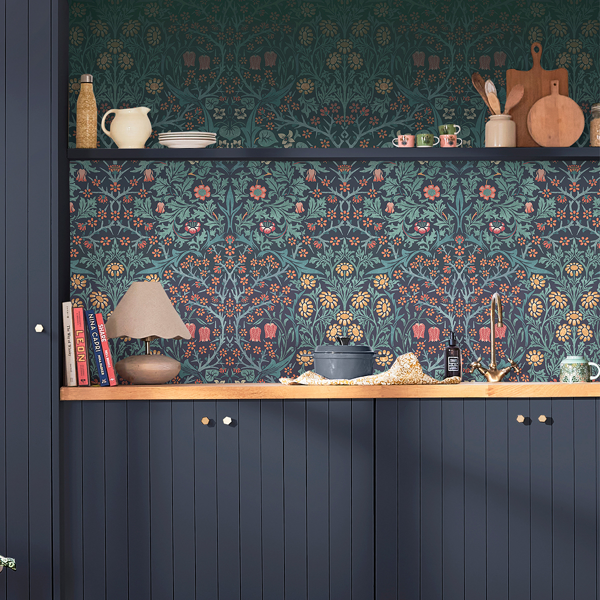 Fototapet William Morris At Home Blackthorn Navy