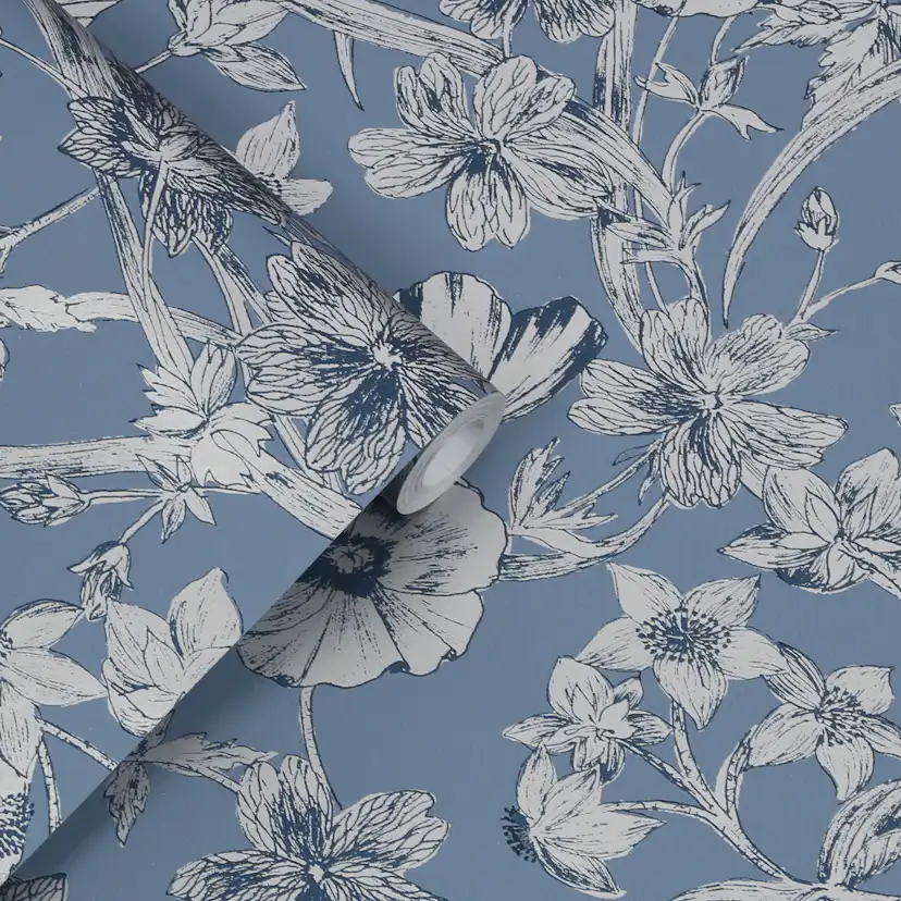 Tapet Laura Ashley Summerhill Midnight Blå 118486