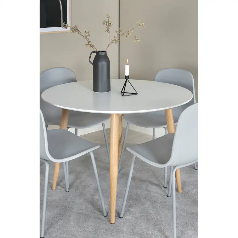 Matgrupp Venture Home Plaza Ø110 cm med 4st Arctic Matstolar