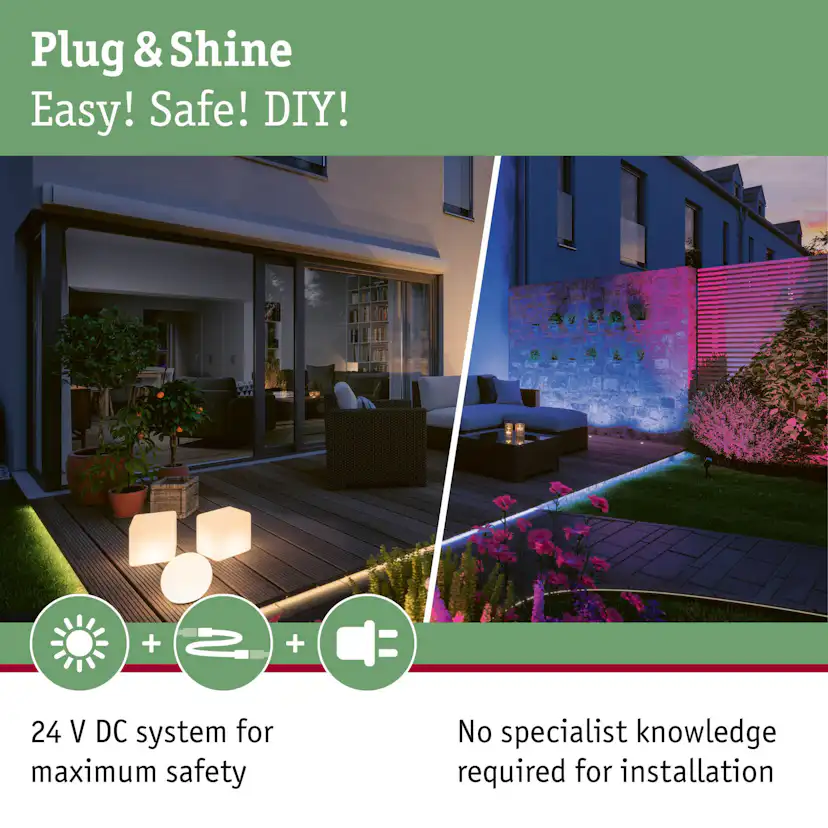 LED Infälld Markbelysning Paulmann Plug & Shine Floor Mini Spot IP67 24V Förlängningsset 3-pack med Kabel