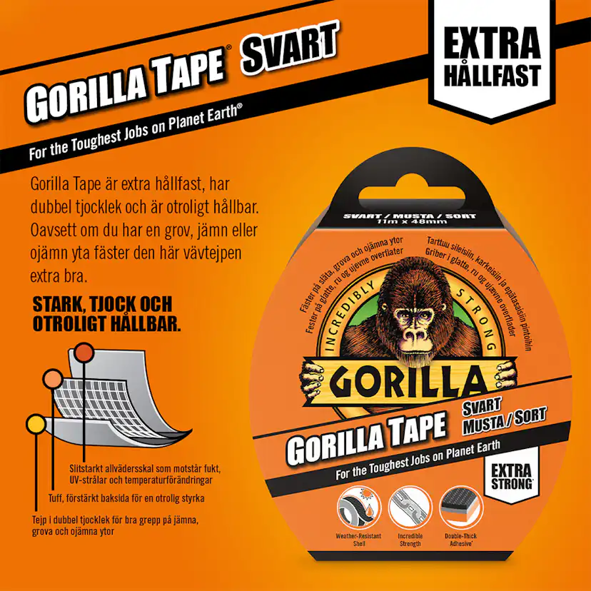 Tejp Gorilla Tape Svart 32mx48mm