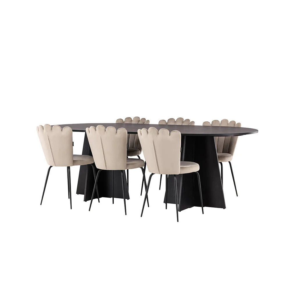 Matgrupp Venture Home Bootcut Oval med 6 Limhamn Light Stolar