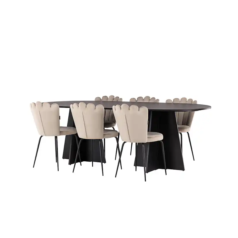 Matgrupp Venture Home Bootcut Oval med 6 Limhamn Light Stolar