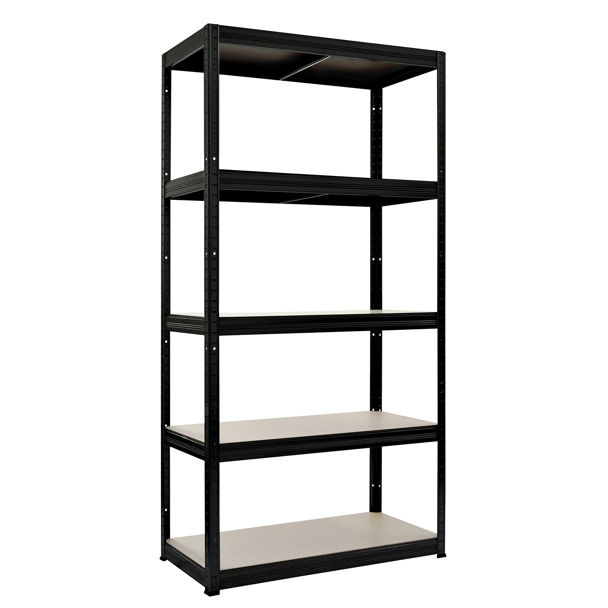 Hylla Home It Stål Med 5 Trävåningar 1800×900×450 mm Svart