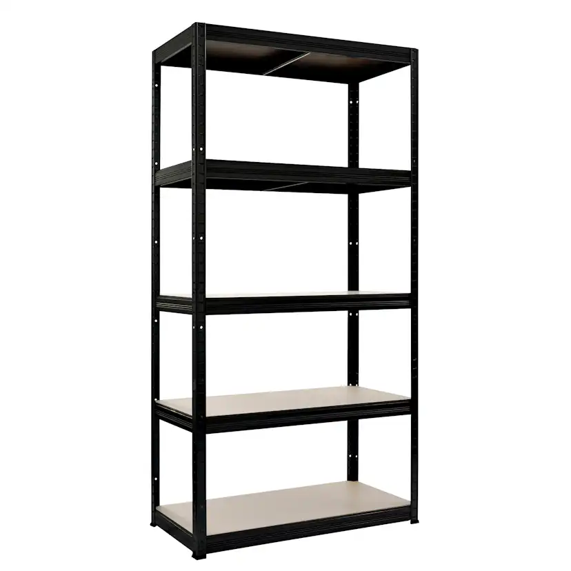 Hylla Home It Stål Med 5 Trävåningar 1800×900×450 mm Svart