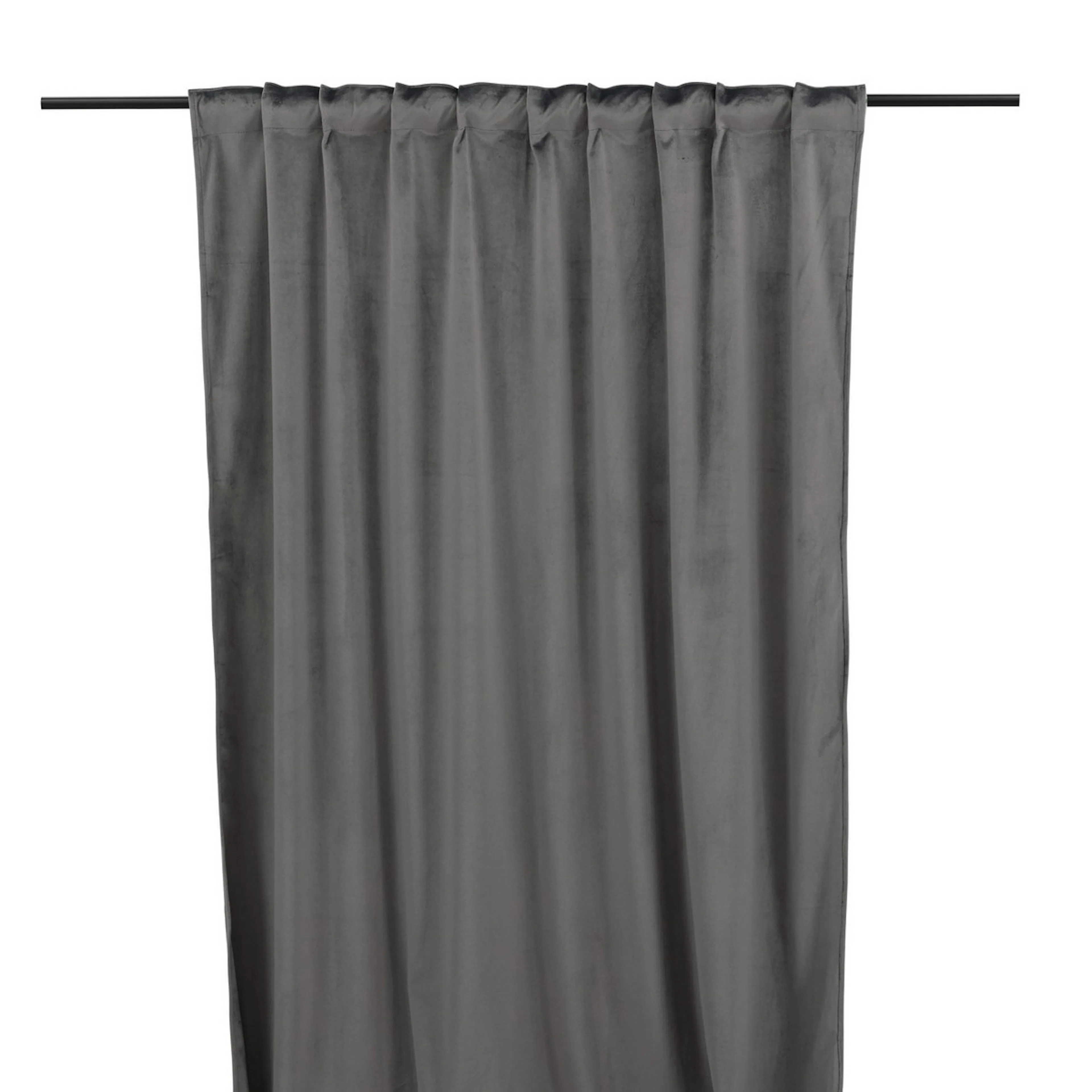 Mary Curtain Polyester/velvet - 2-pack - Grey / - 135*250 Grå