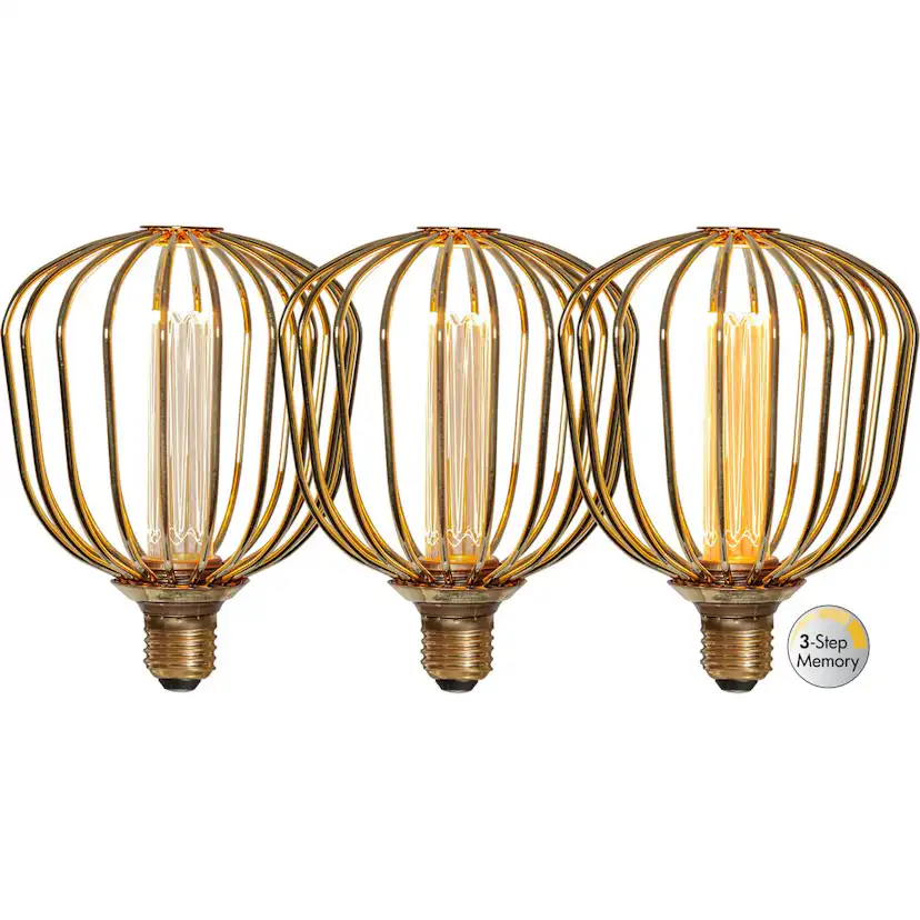 LED-lampa Star Trading E27 G125 Basket Gold