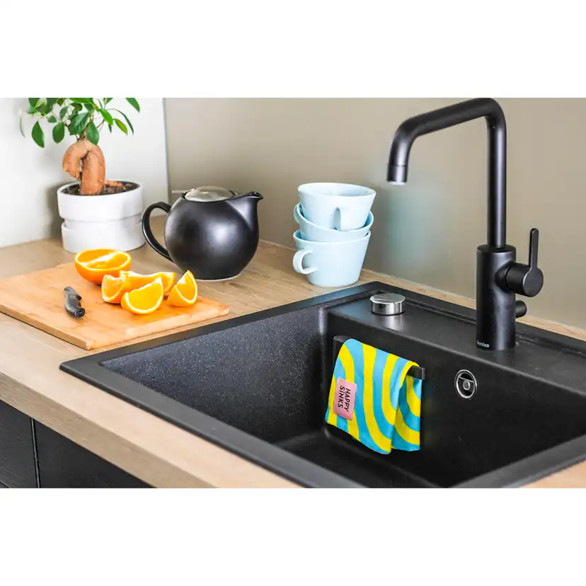 Disktrasehållare Happy Sinks Biokomposit Svart - Ett Hygieniskt Tillbehör för Köket