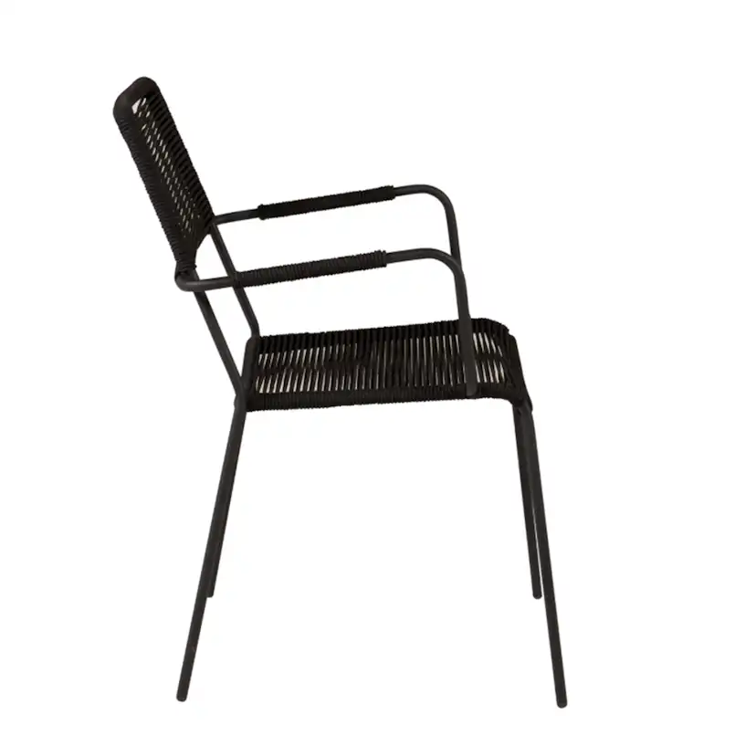 Lindos Armchair - Black Alu / Black Rope Svart