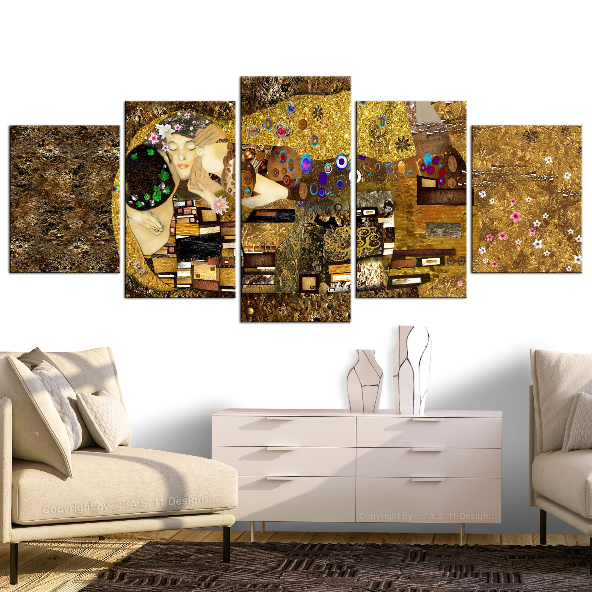 Tavla Arkiio Cheek Kiss Wide 5 delar 225x100