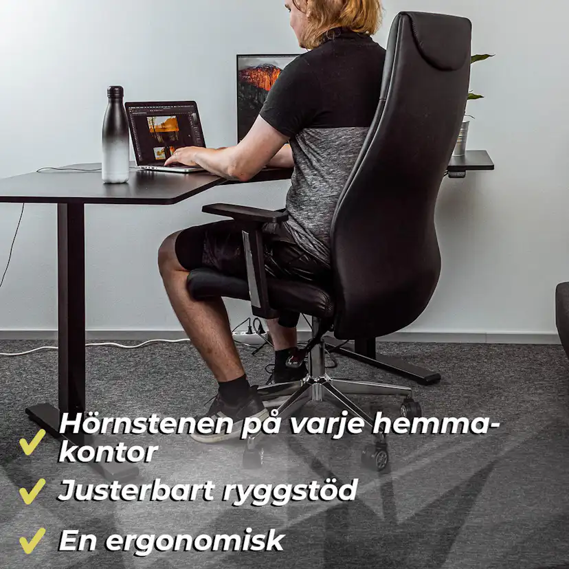 Kontorsstol Lykke Boss Stol i Läder med Justerbar Höjd & Ryggstöd