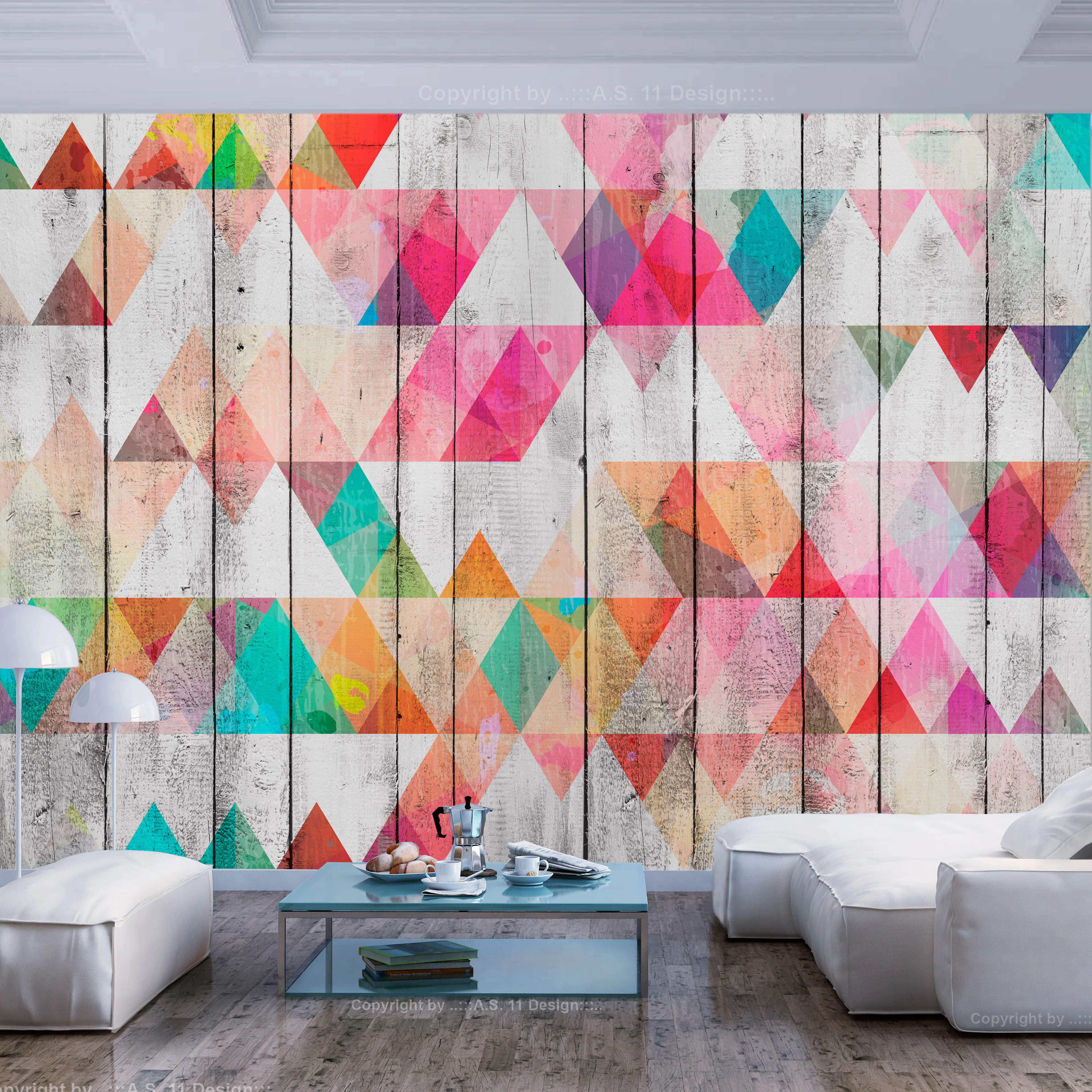 Fototapet Arkiio Självhäftande Rainbow Triangles
