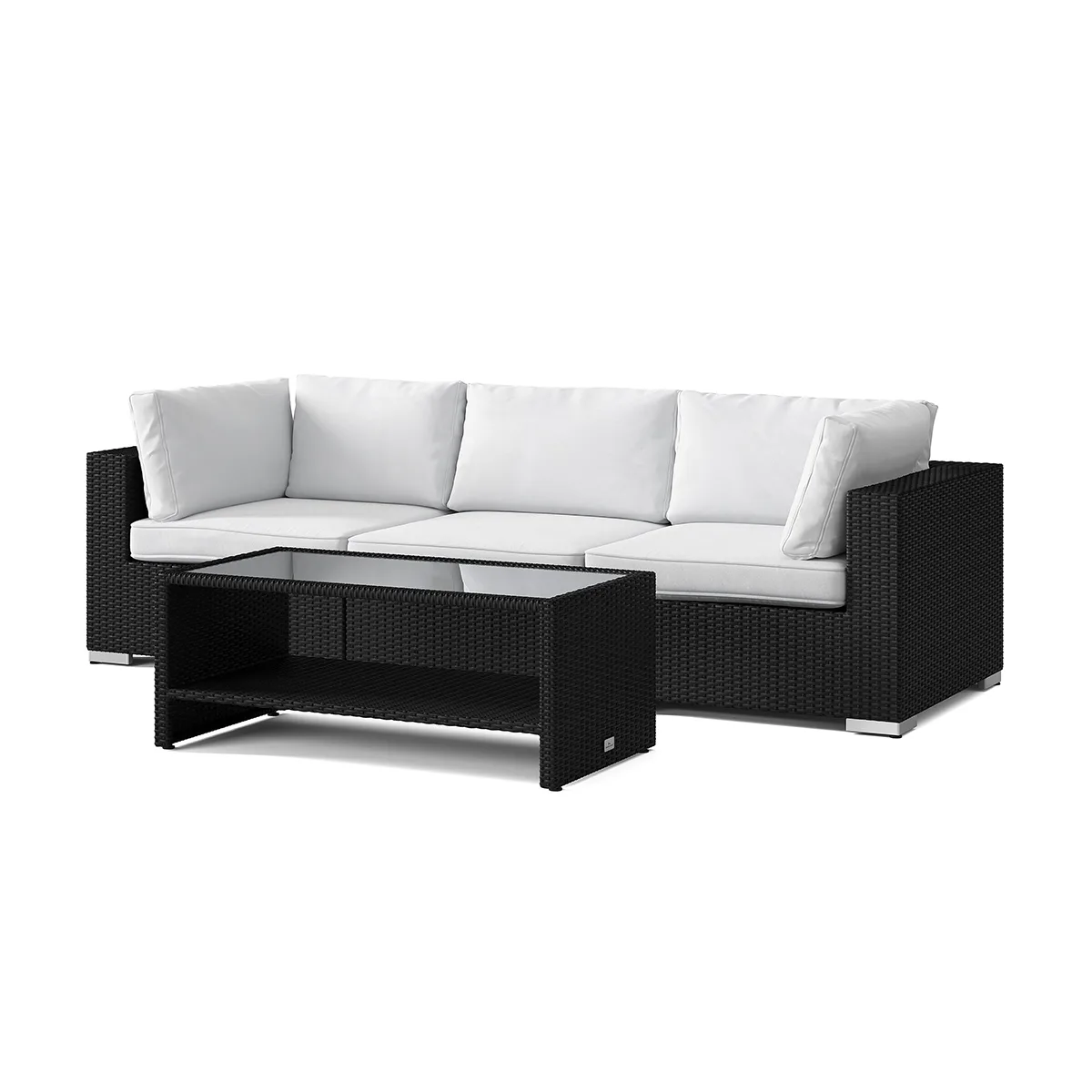 Bahamas Rak soffa 3 sits - bord med hylla Svart