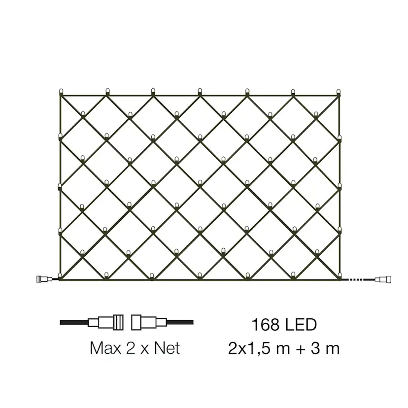 Ljusnät Lightson Net 2x1,5 m 168 dioder