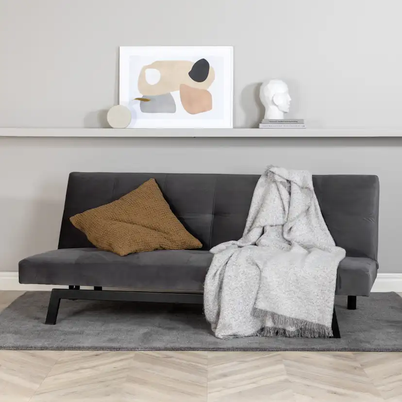 Bäddsoffa Venture Home Bodil Grå Sammet 2-sitssoffa 180x80x55 cm 1 Sovplats