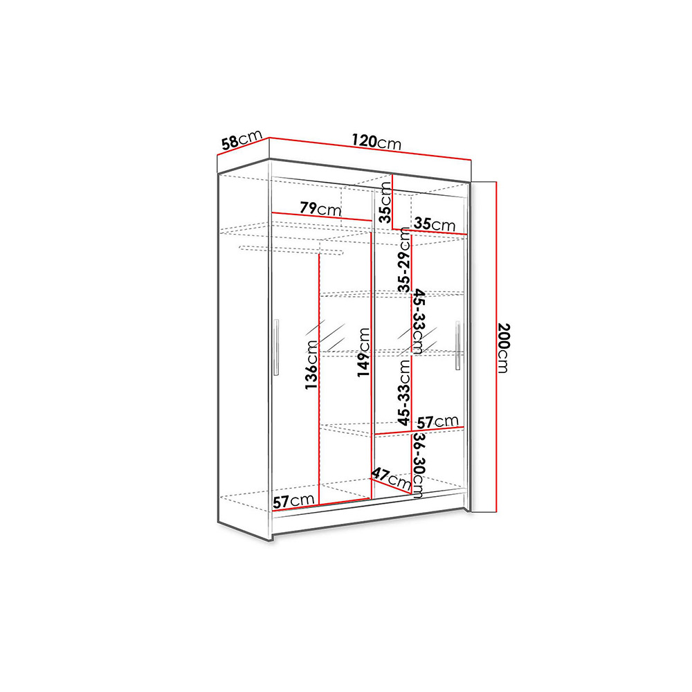 Garderob Scandinavian Choice Estella med Skjutdörrar och Speglar