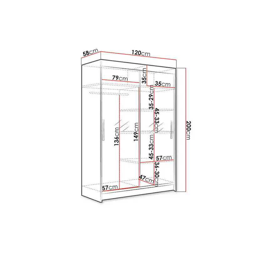 Garderob Scandinavian Choice Estella med Skjutdörrar och Speglar