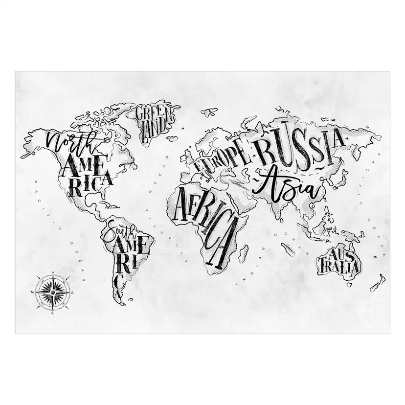 Fototapet Arkiio Retro Continents Grå