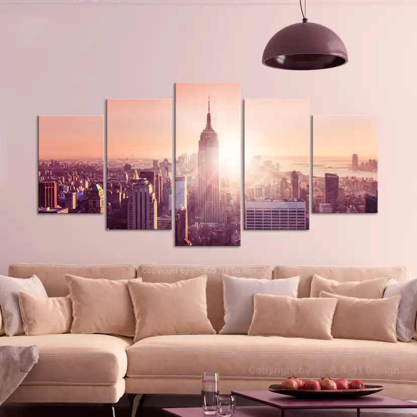 Tavla Arkiio Sun over Manhattan Orange 5 delar