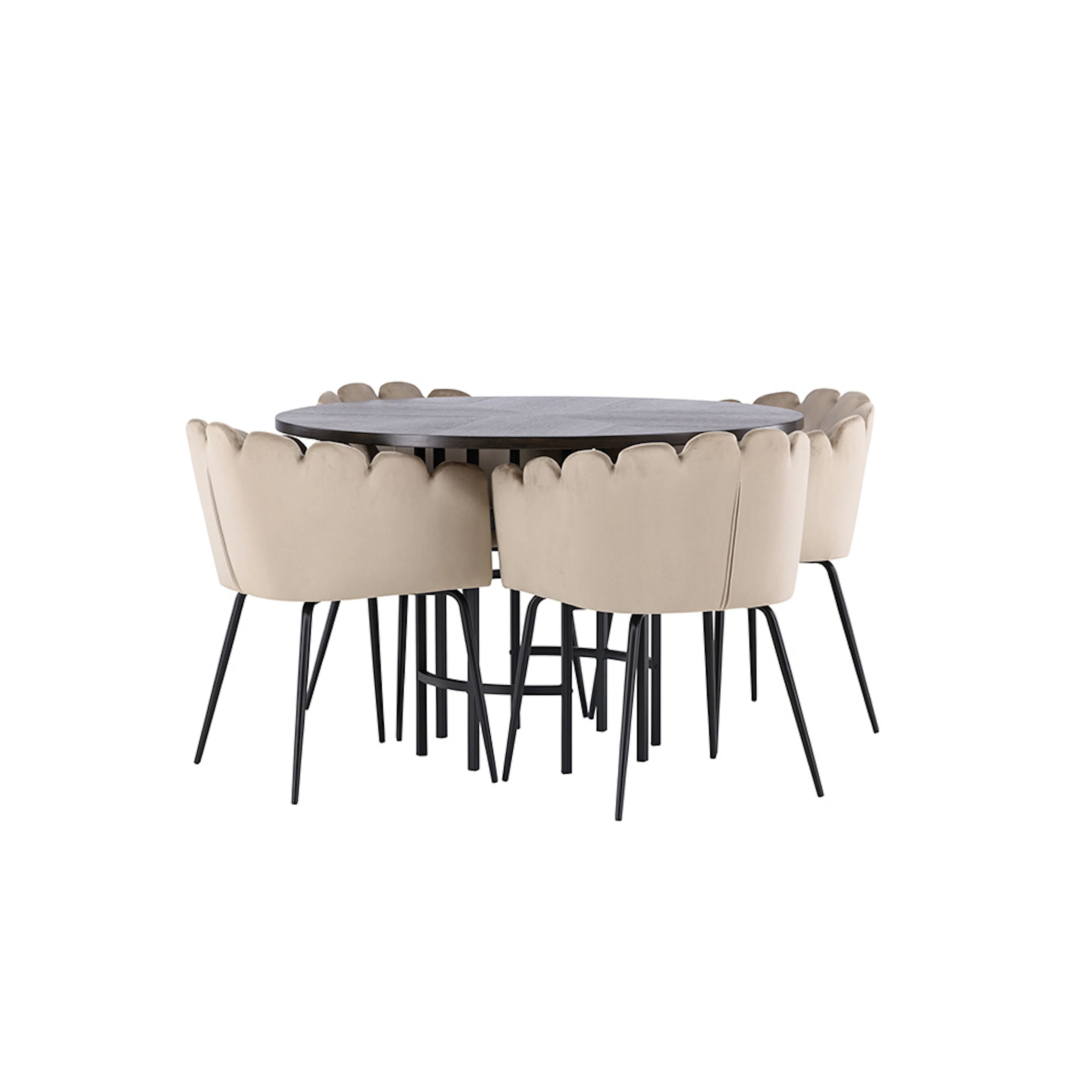 Copenhagen Dining Table - Black / Mocca Veneer +Limhamn Chai Brun/Beige