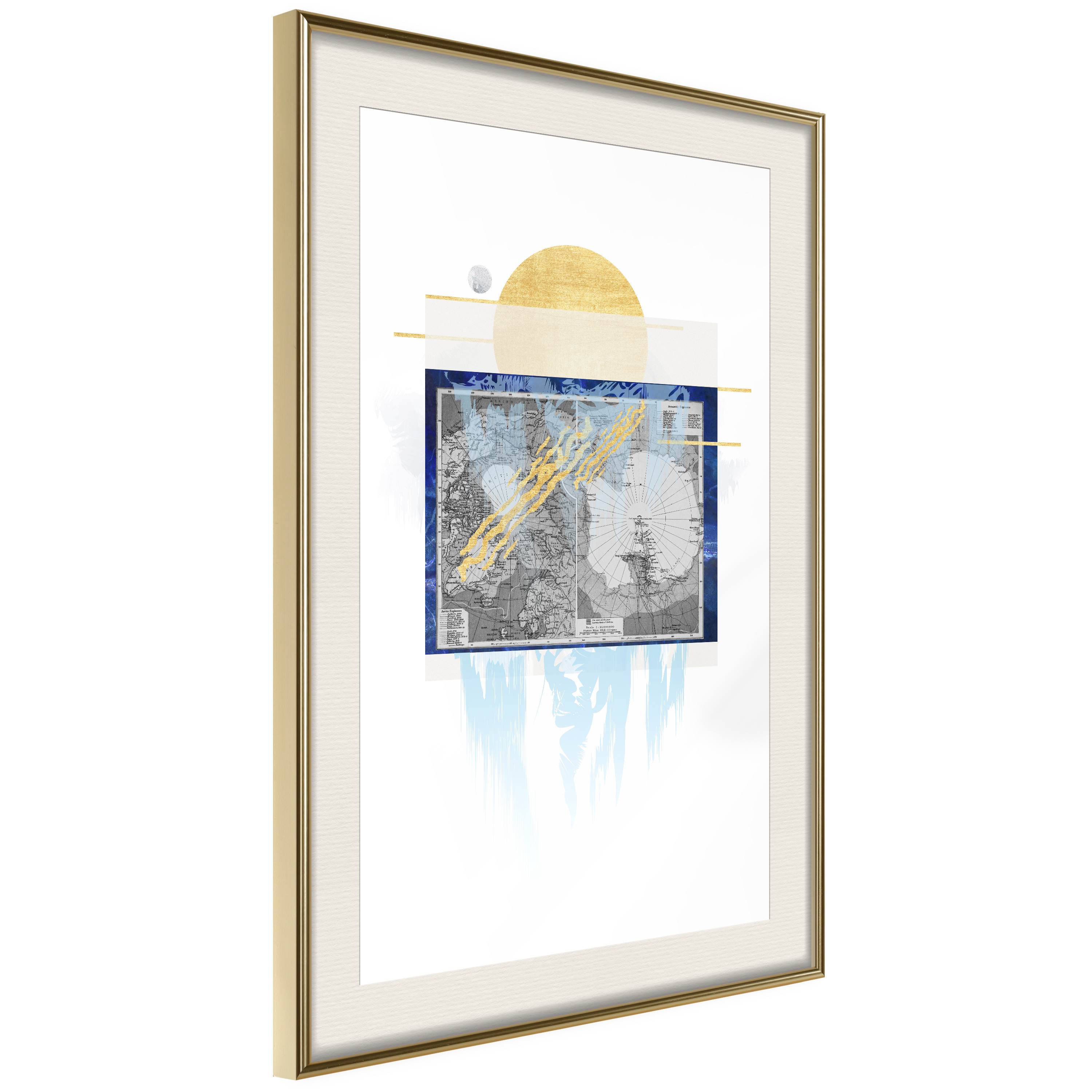 Affisch - Antarctica [Poster] 40x60 Guld ram med passepartout, 40x60 cm