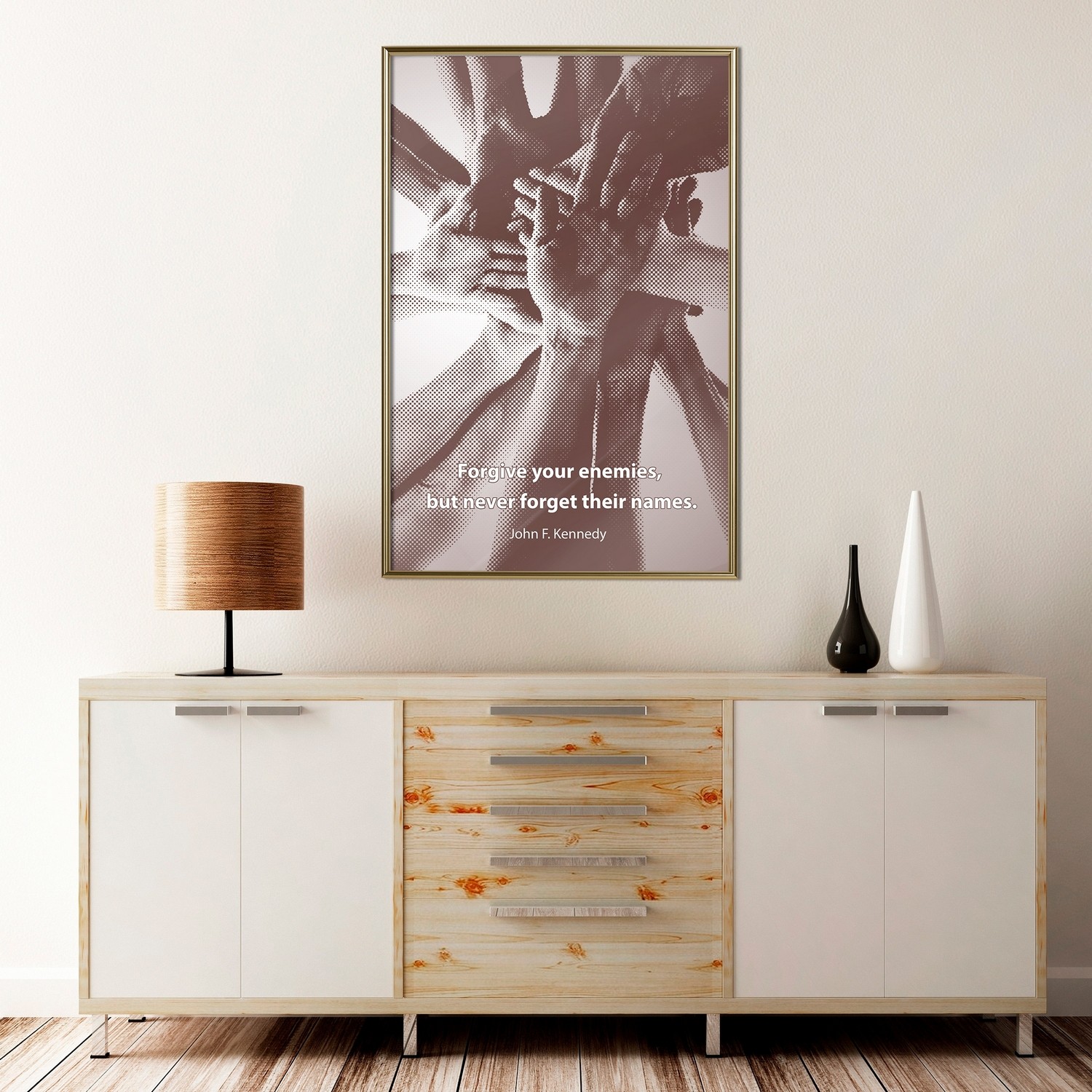 Affisch - Forgive Your Enemies, But Never Forget Their Names Guld ram, 40x60 cm