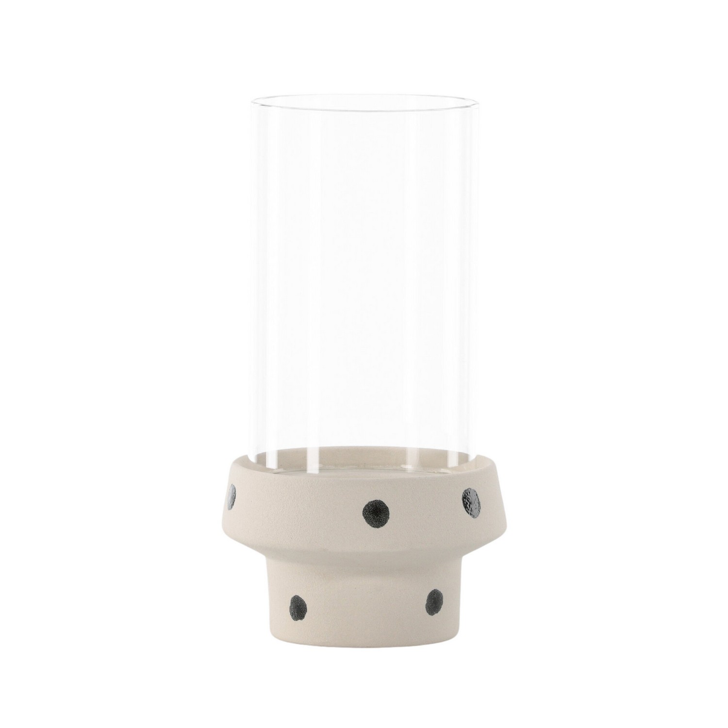 Davida Lantern -  White/Black Dots/Clear Glass - 15*H29cm Vit/Svart, Diamater: 150 mm