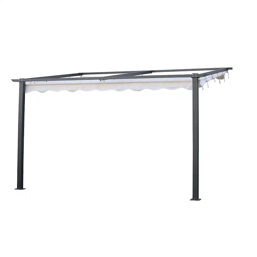 Väggpergola Jabo 4x4m Pergolatak, Grå med Segelduk