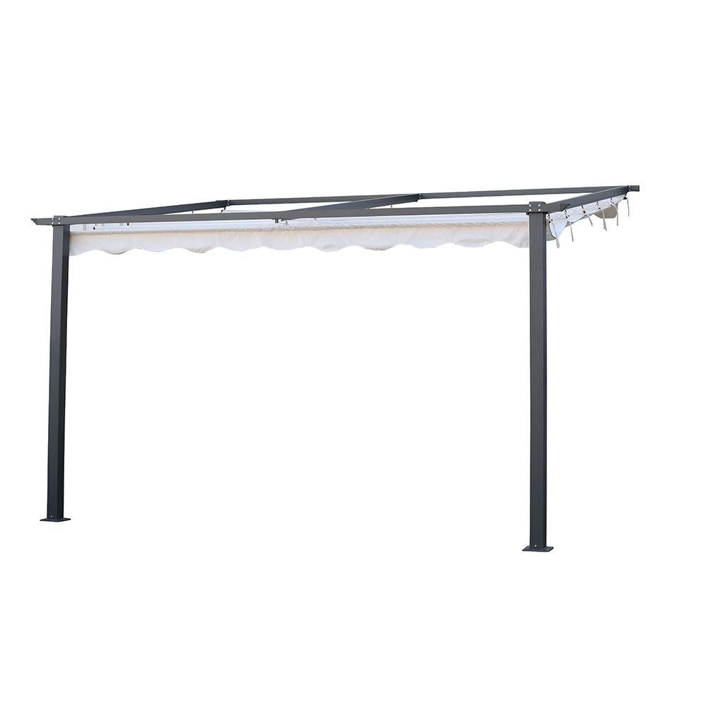 Väggpergola Jabo 4x4m Pergolatak, Grå med Segelduk