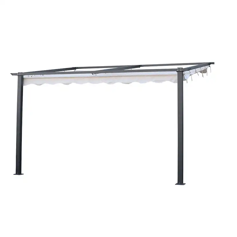 Väggpergola Jabo 4x4m Pergolatak, Grå med Segelduk