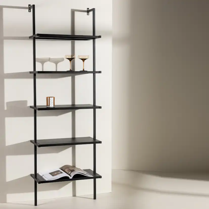 Vägghängd Hylla Venture Home Caracas i Svart Stål 183 cm
