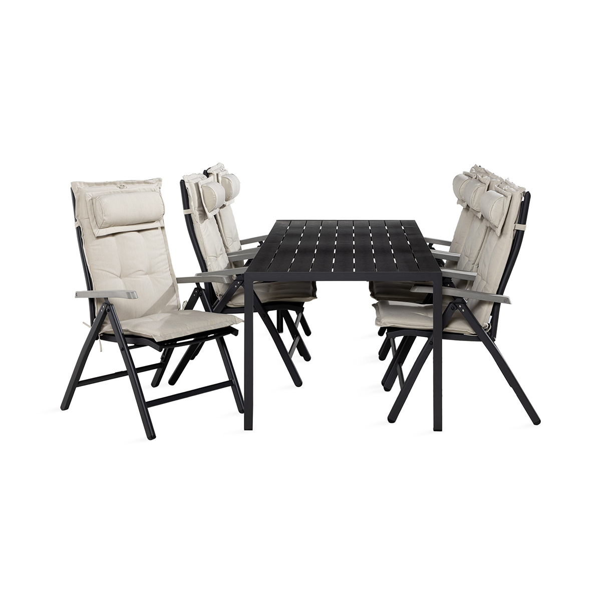 Trädgårdsgrupp Comfort Garden Tunis Matgrupp Utomhus 90x205 + 6 Monaco Positionsstol m Dyna