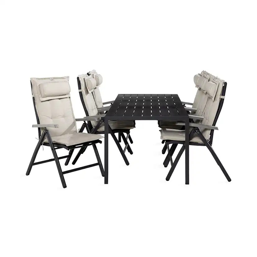 Trädgårdsgrupp Comfort Garden Tunis Matgrupp Utomhus 90x205 + 6 Monaco Positionsstol m Dyna