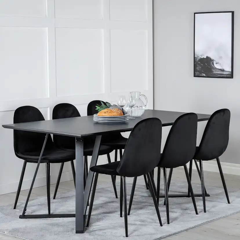 Matgrupp Venture Home Marina med 6 Polar Velvet stolar