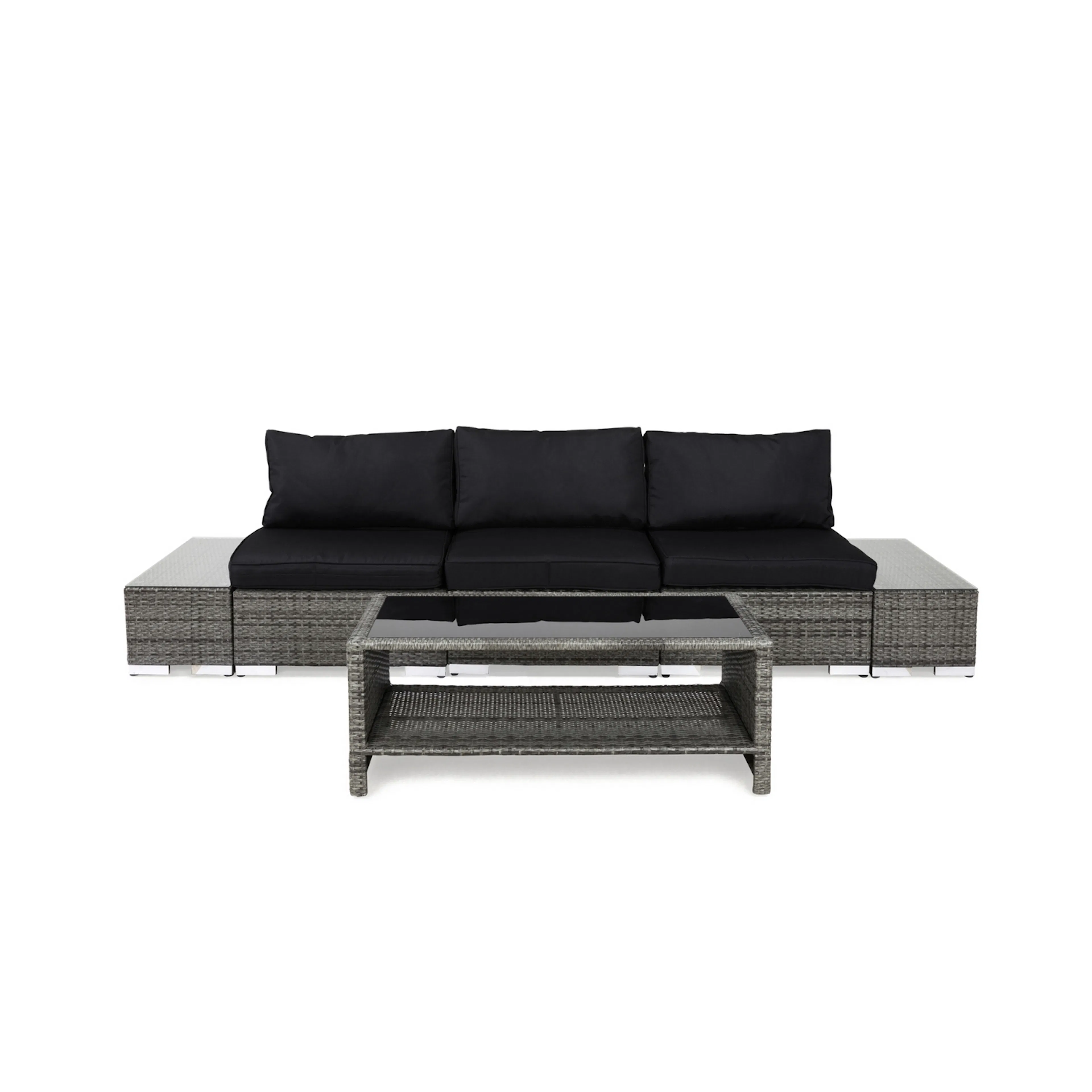 Loungegrupp Comfort Garden Bahamas 3-sits med Avslut och Bord med Hylla Utomhus