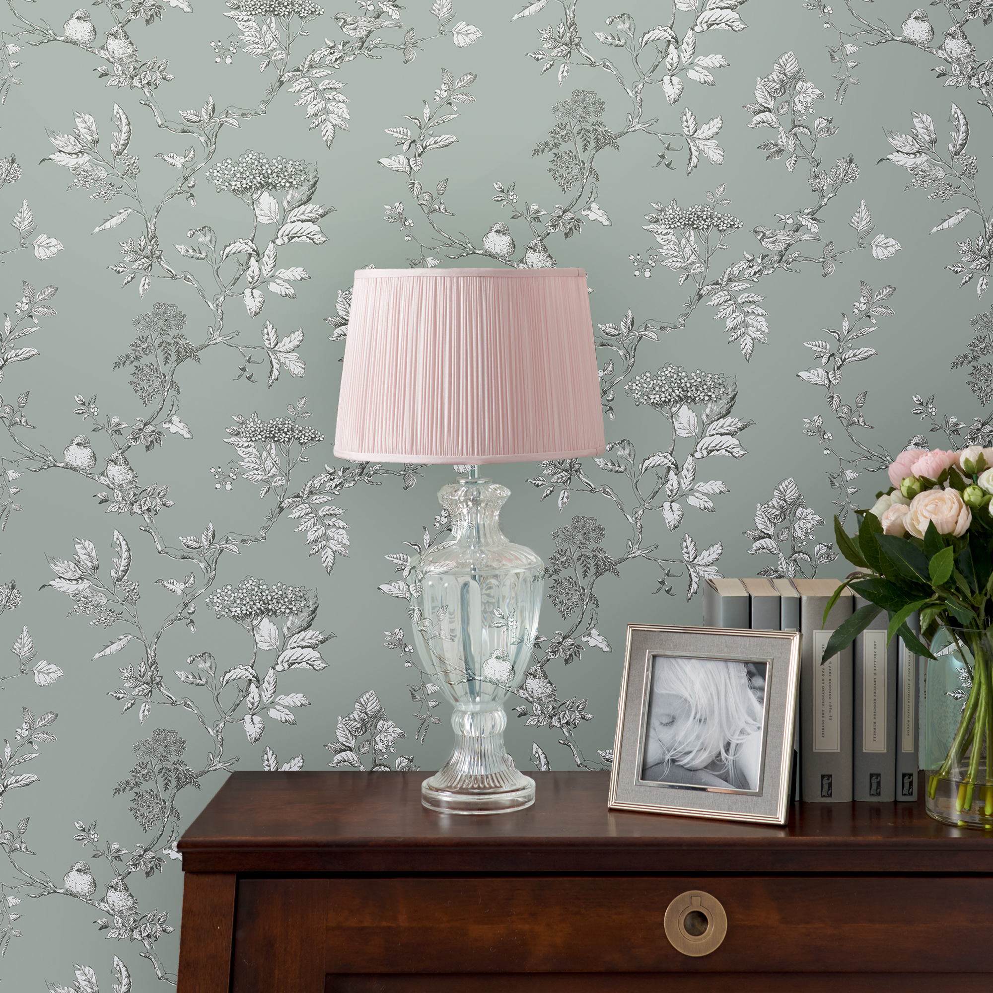 Tapet Laura Ashley Elderwood Enteneier Blå