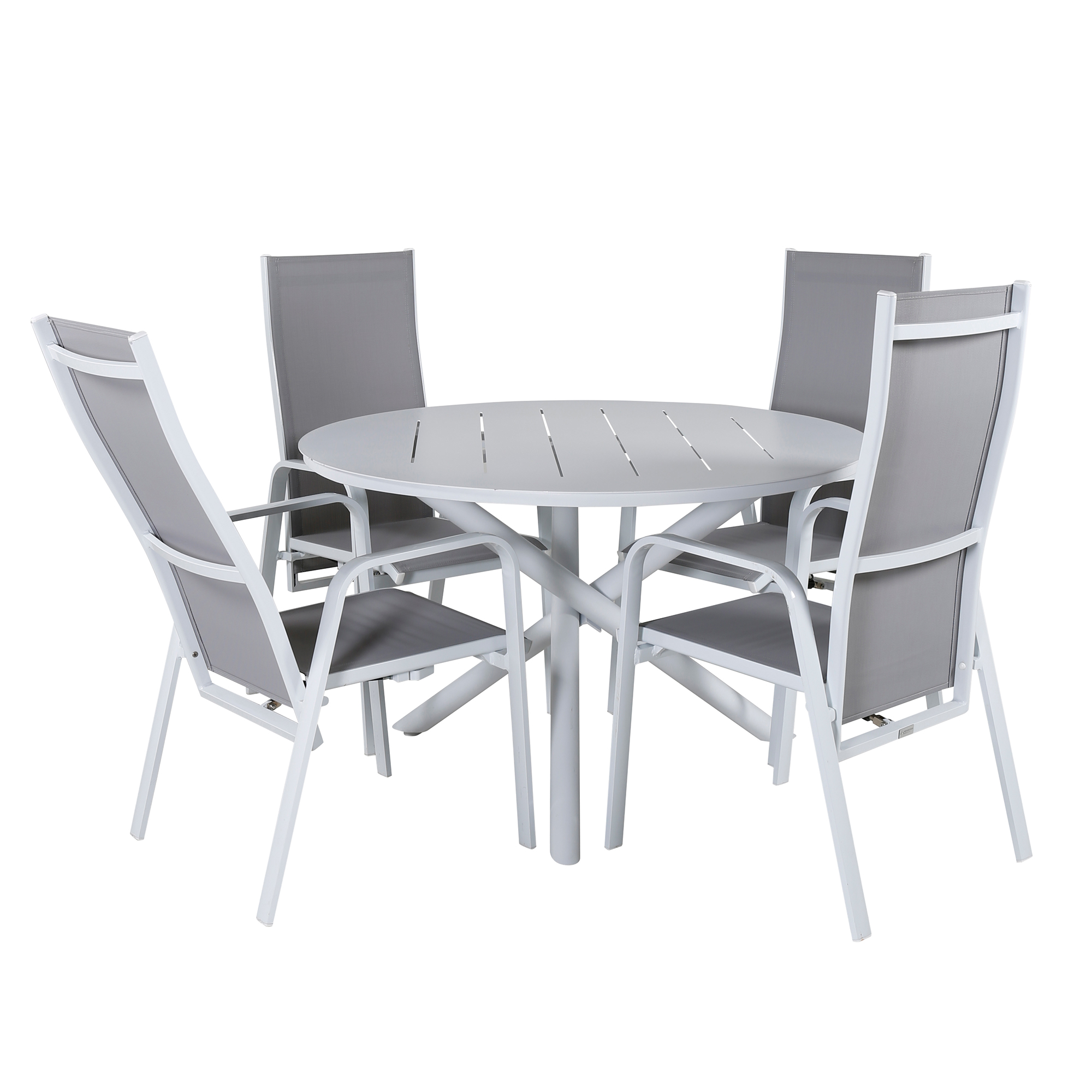 Alma Dining Table - White Alu - ø120cm+Copacabana Recliner C Vit