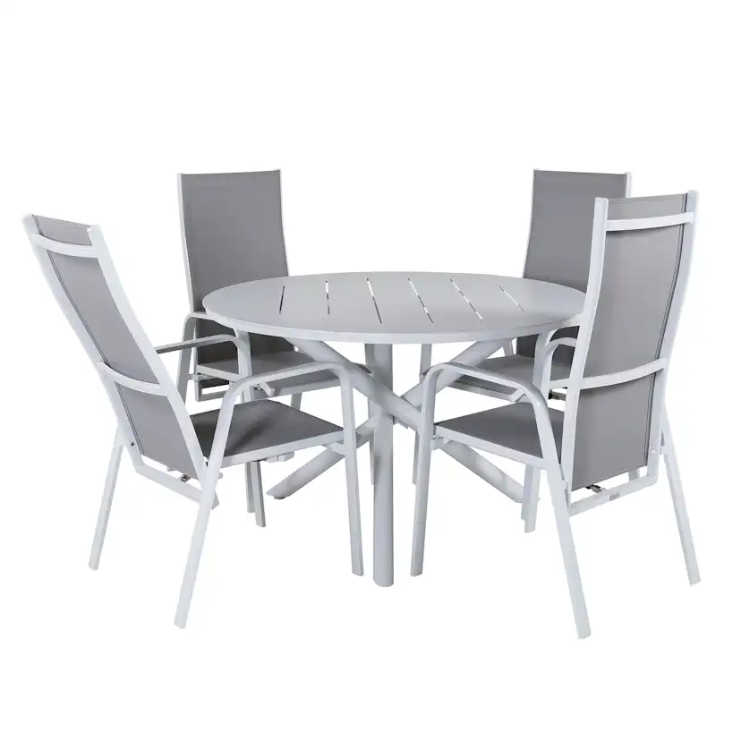 Alma Dining Table - White Alu - ø120cm+Copacabana Recliner C Vit