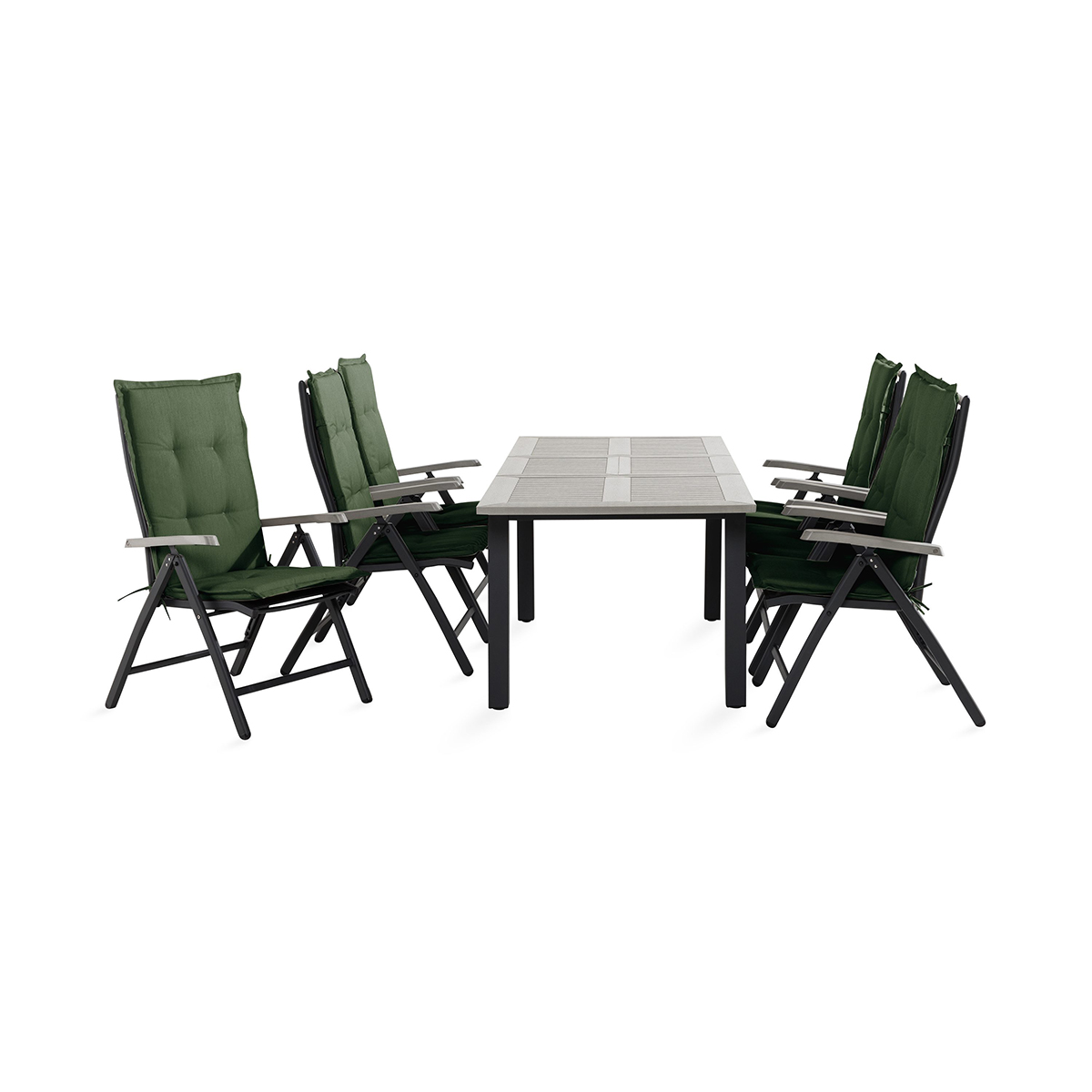 Trädgårdsgrupp Comfort Garden Monaco Matgrupp Utomhus 90x152-210 + 6 Positionsstolar m Dyna