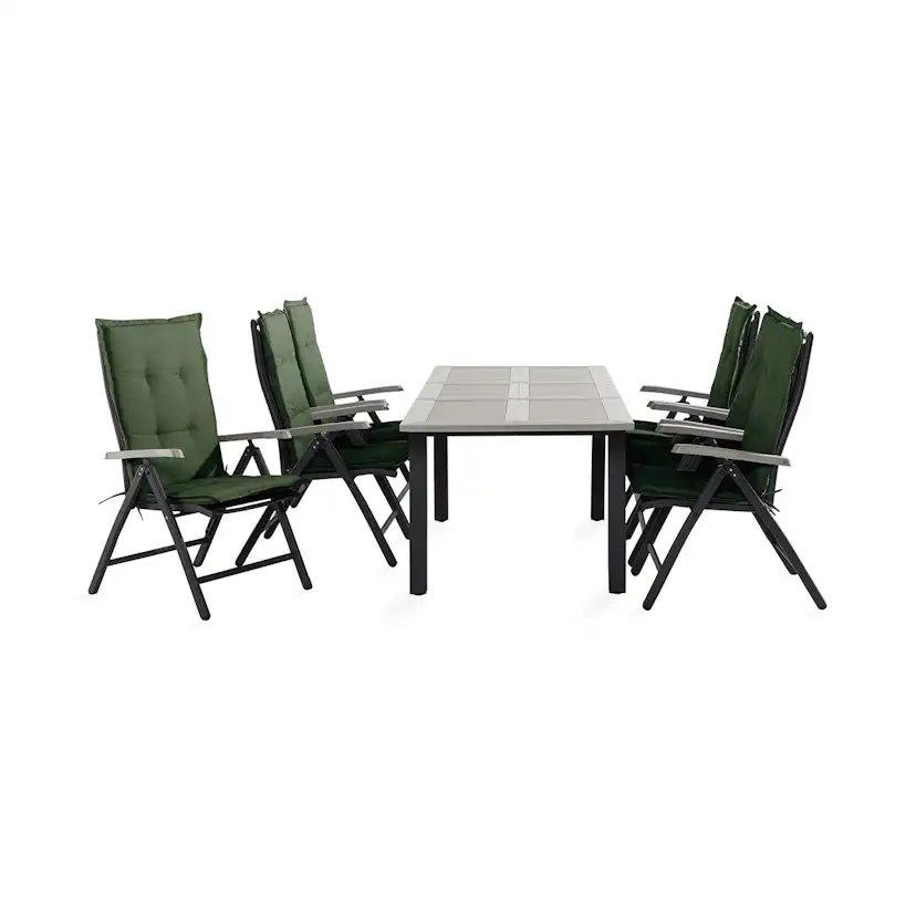 Trädgårdsgrupp Comfort Garden Monaco Matgrupp Utomhus 90x152-210 + 6 Positionsstolar m Dyna