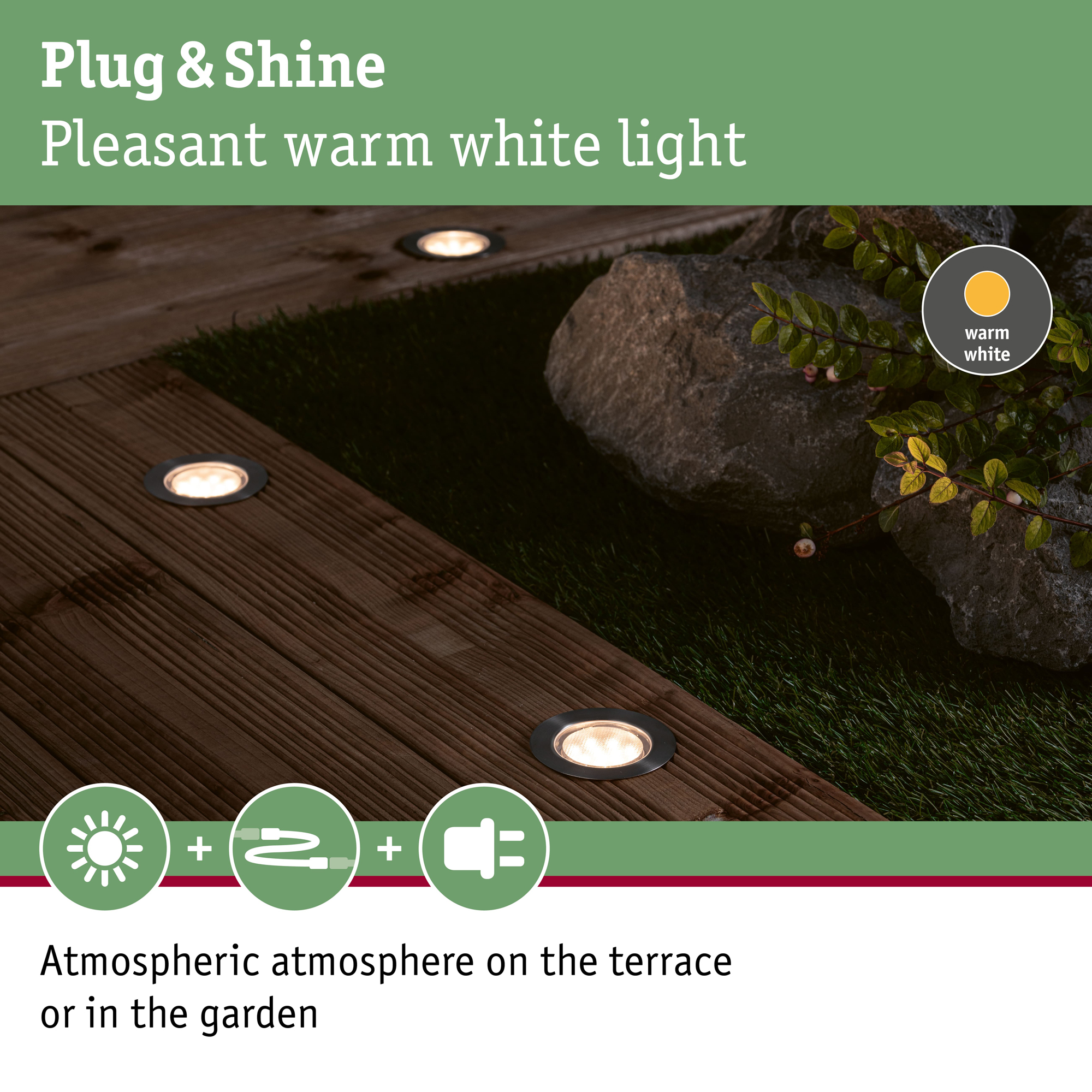 LED Infälld Markbelysning Paulmann Plug & Shine Floor Profil Spot Insektsvänlig IP67 2W