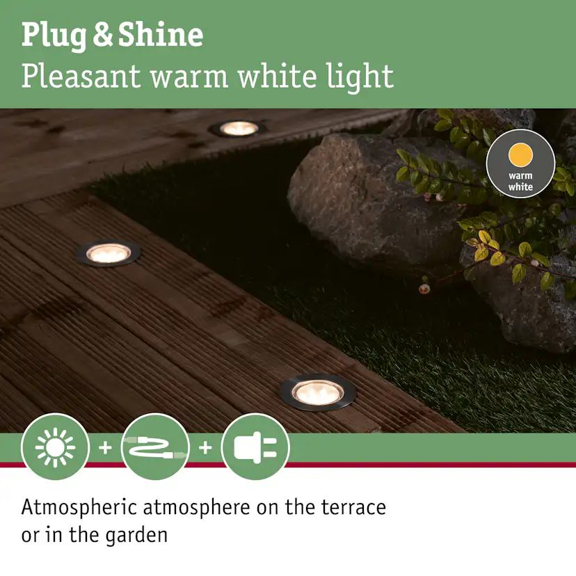 LED Infälld Markbelysning Paulmann Plug & Shine Floor Profil Spot Insektsvänlig IP67 2W