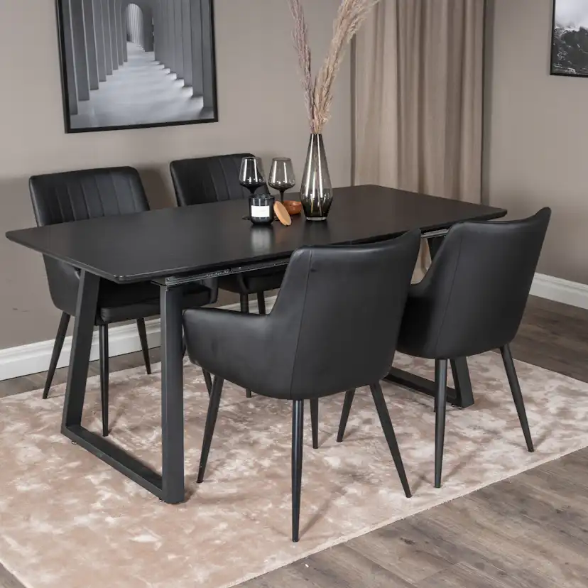 Inca Extentiontable - Black top / black Legs +Comfort - Dini Svart/Svart