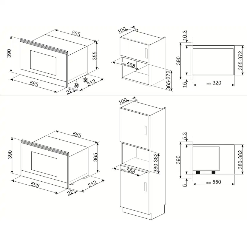 Mikrovågsugn Smeg Classic MP322X1 Integrerad Micro med Grillfunktion